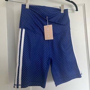 NWT Wilo the Label Blue Polka Dot Biker Shorts